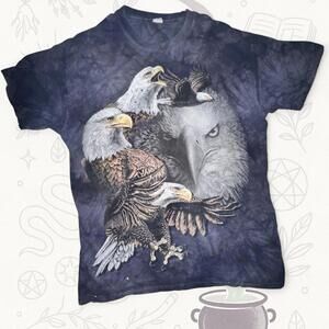 Vintage Bald Eagle All Over Print Tee XL Distressed